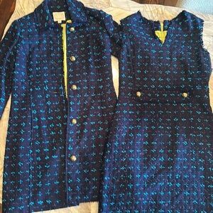 Navy Blue Coat And Dress Set